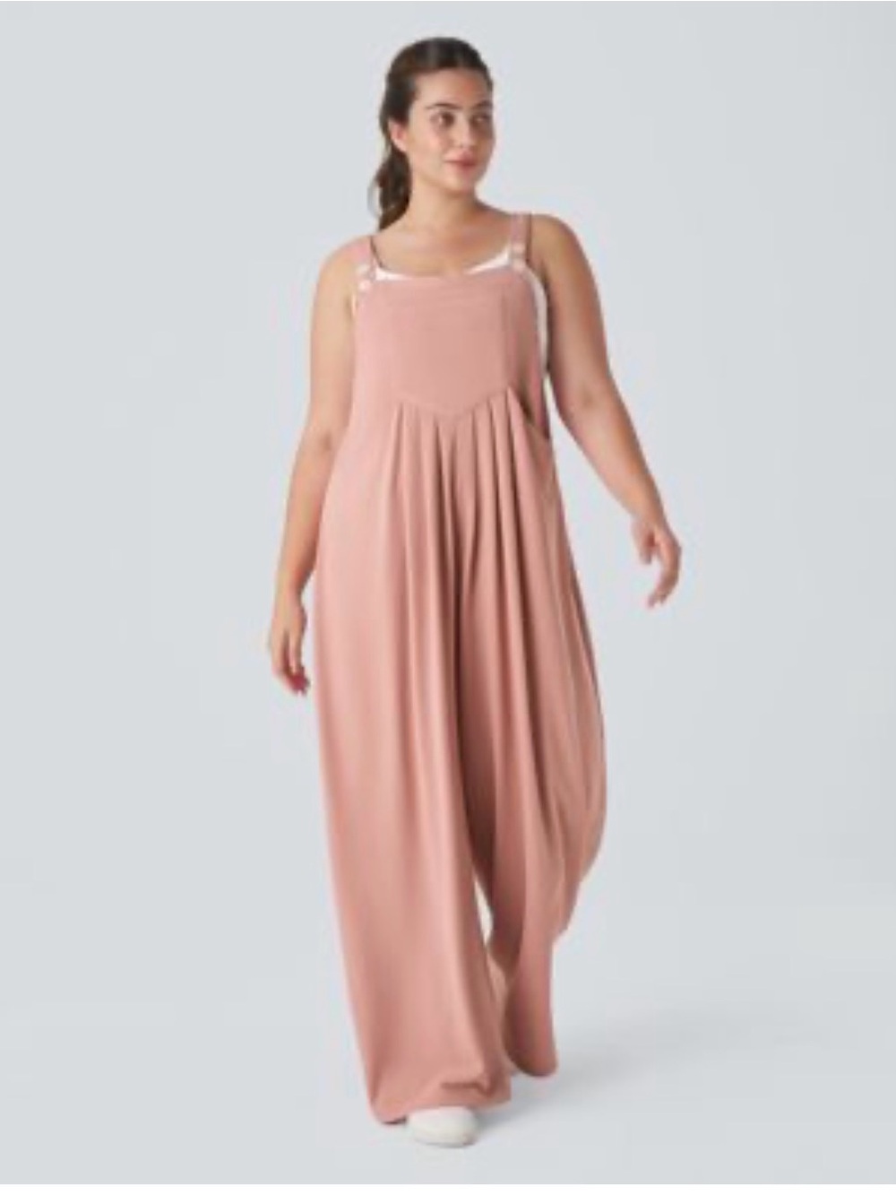 HALARA Sz 2X Plus Size Rose Dust Wide-Leg Jumpsuit Back Pleat Pockets NEW W/ TAG